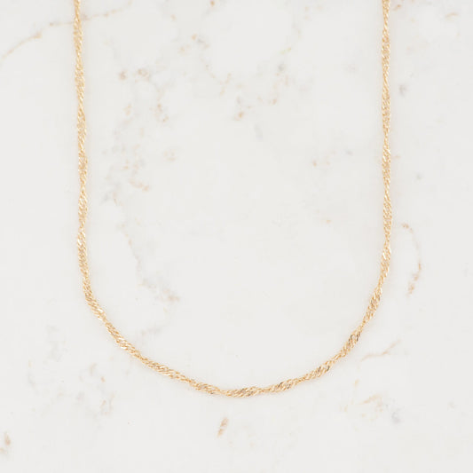 CADENA SINGAPUR DELGADA 1.5MM-50CM - Oro laminado 18k